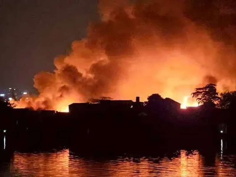 Fire Rages Through Karail Slum: 19 Units Battling Flames Amid Water Shortage