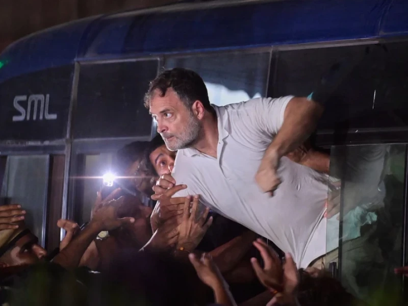 Rahul Gandhi detained during protest against election chief