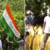 Rahul Gandhi climbs police barricade during INDIA bloc protest against election chief